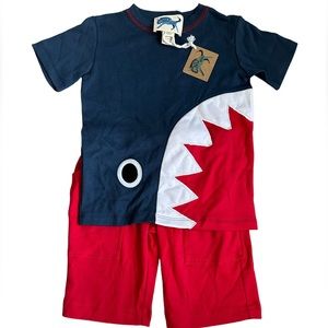 Gnu Boys Shark Outfit tee shorts red white blue 4
